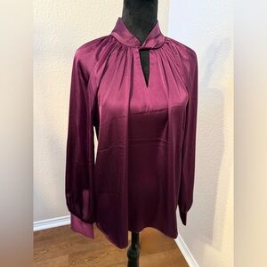 Fifty Street Blouse Purple High Neck Top Knotted Keyhole Neck- Size small Y2K